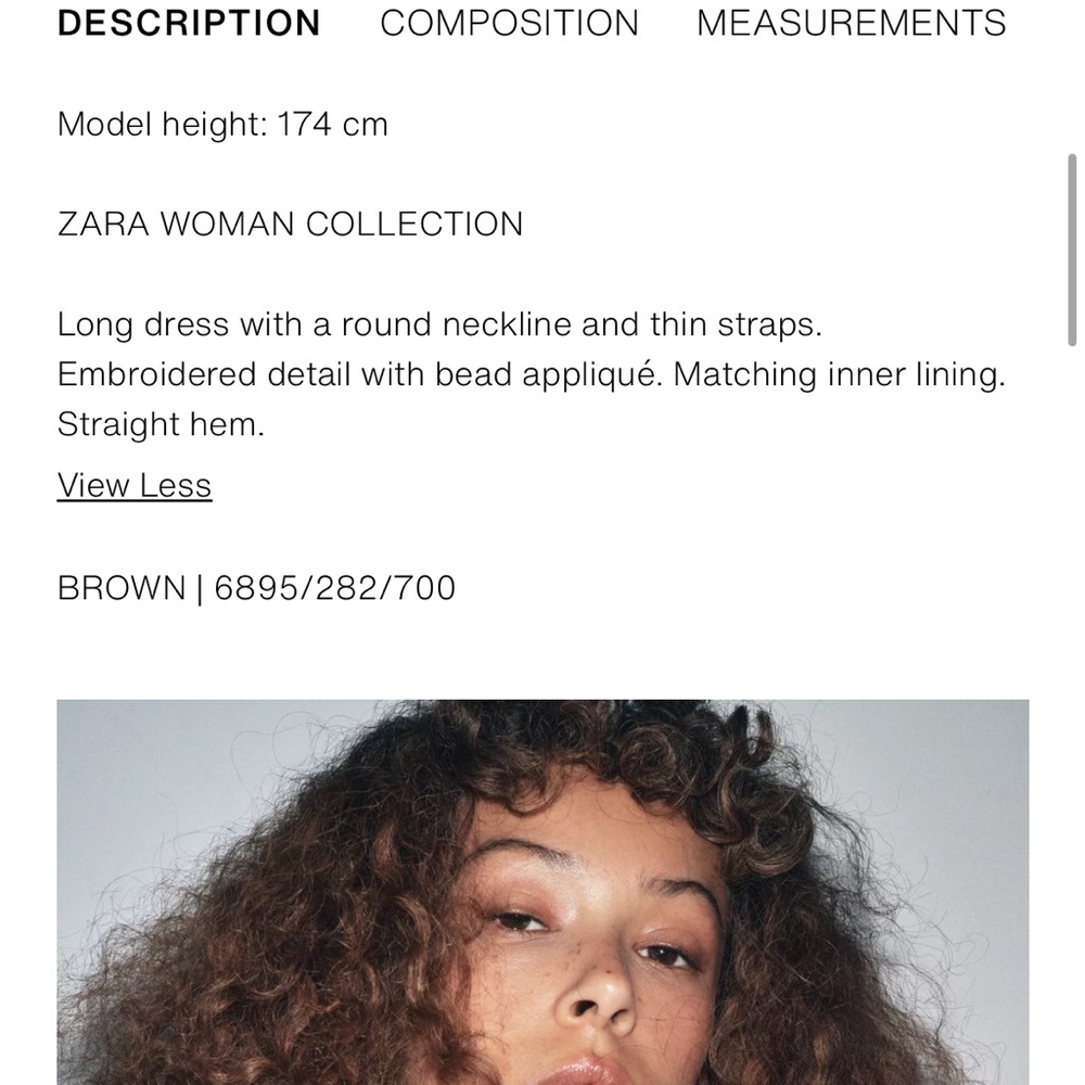 Zara NWT ZW Collection long embroidered dress brown 6895/282 - Picture 12 of 12